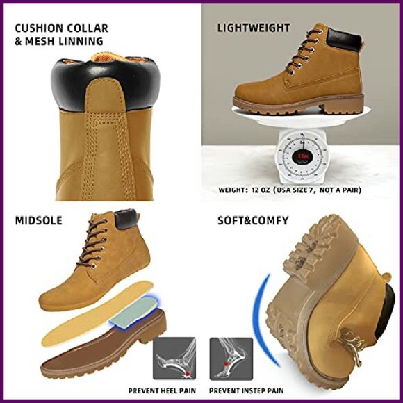 Waterproof Work Boots Lightweight Hiking Construction Motorcycle Ankle Boots - Picture 4 of 8